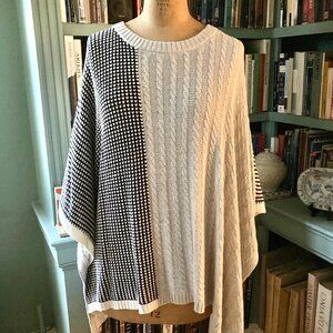 Vince Camuto Mixed Knit Poncho, oversized